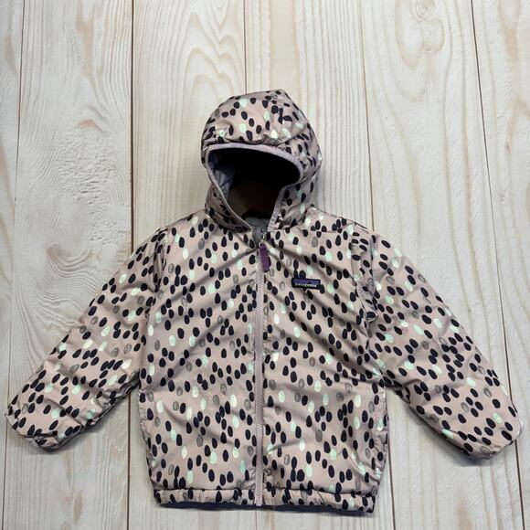 Patagonia Reversible Girls Size 5T?? Down Sweater Puffer Hoodie Jacket - Picture 6 of 10